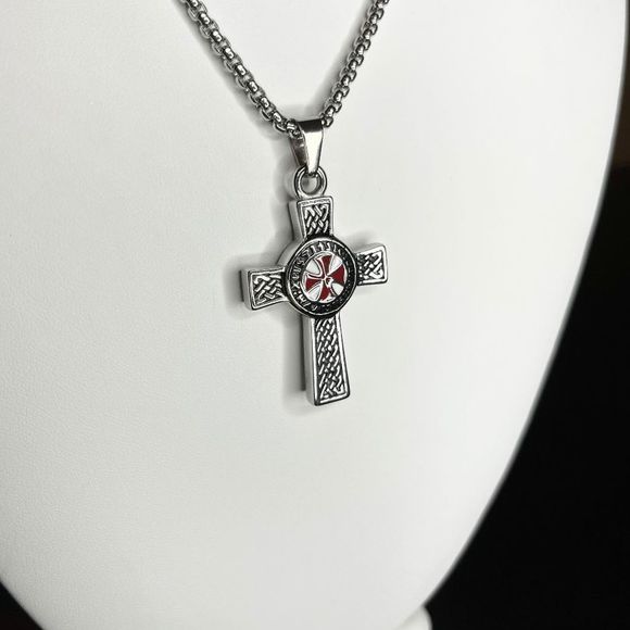 Crusade Cross Pendant Necklace Mens Womens 316l Stainless Steel Waterproof Cross - Picture 7 of 7